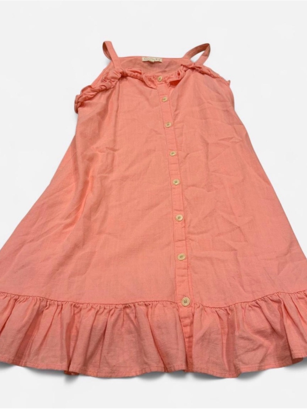 Copper Key Coral Button-Front Ruffle Sundress